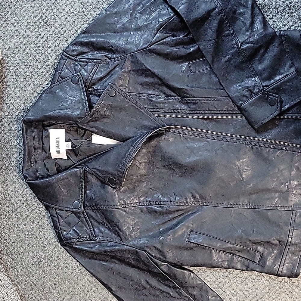 BB Dakota vegan leather black Moto coat xs